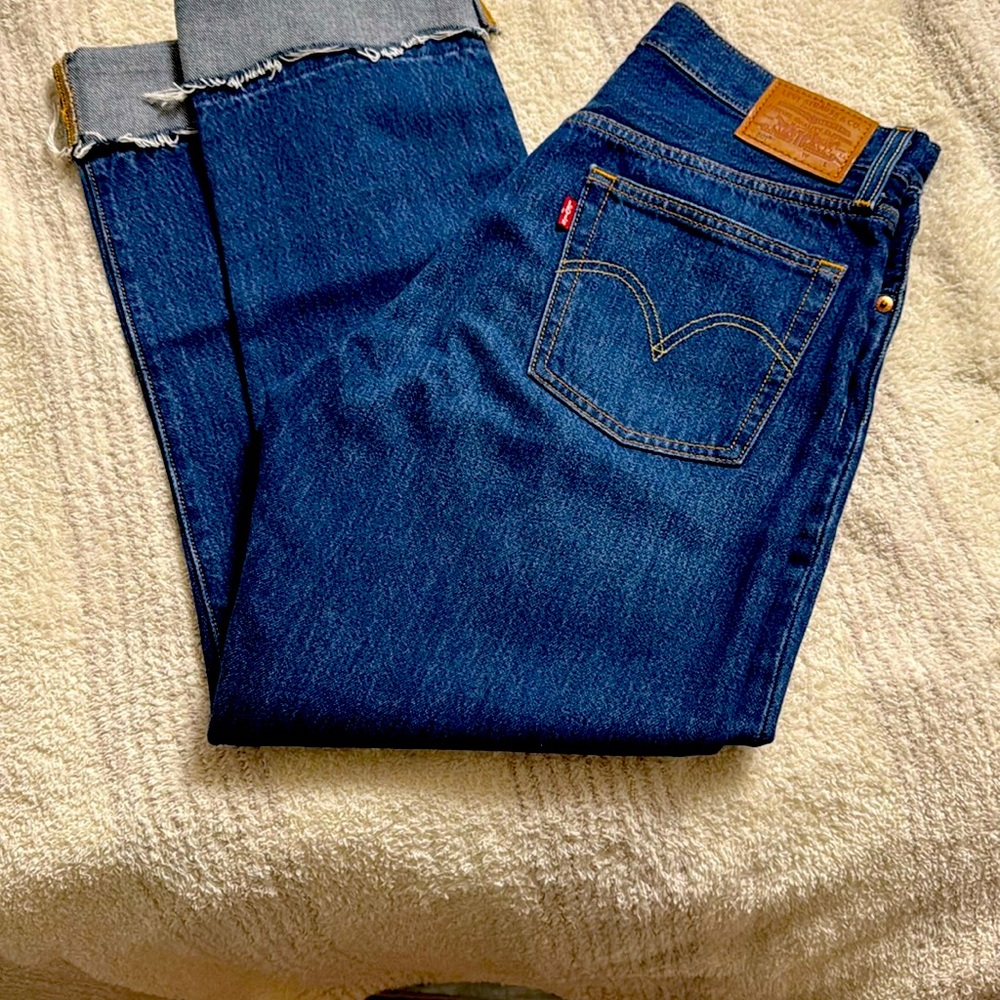 Levi’s 501 straight leg jeans with distressing